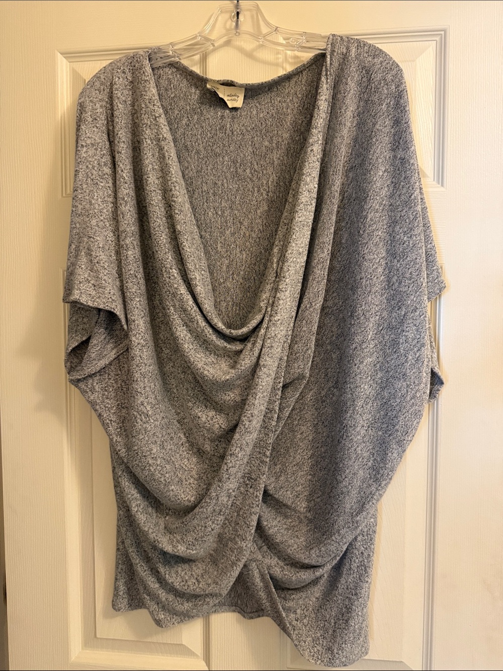 Lightweight Draped Poncho Sweater - Gray